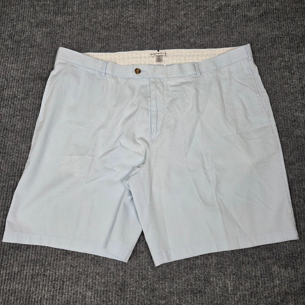Peter Millar Mens Seersucker Striped Shorts Light Blue Size 44 Flat Front Cotton